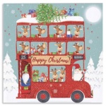 Santa On His Bus Christmas Card